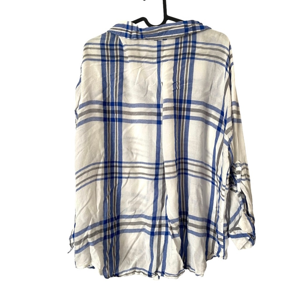 Hester & Orchard White Blue Plaid Button Down Shirt - Picture 2 of 5